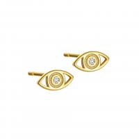 925 Sterling Silver Stud Earrings Eye plated for woman & with rhinestone & hollow nickel lead & cadmium free Sold By Pair