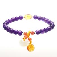 Amethyst Bracelet with Beeswax & Yunnan Red Agate & for woman 6mm Sold By Strand