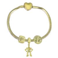European Bracelet 316 Stainless Steel With Pendant & Unisex & with rhinestone golden Length 17 cm Sold By PC