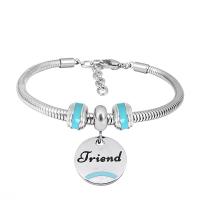 European Bracelet, 316 Stainless Steel, With Pendant & Unisex, silver color, Length:17 cm, Sold By PC