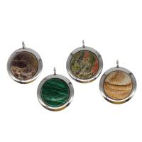 Gemstone Pendants Jewelry, Brass, with Gemstone, Round, more colors for choice, 47x40x10mm, Sold By PC