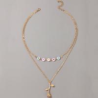 Collier de bijoux en alliage de zinc, avec Acrylique, Rose, Placage de couleur d'or, bijoux de mode & émail, doré, Vendu par PC
