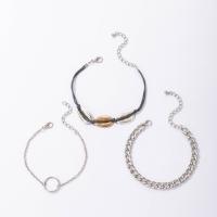 Zinc Alloy náramek, Zinek, s Terylene kabel, barva pozlacený, tři kusy & módní šperky, Prodáno By PC