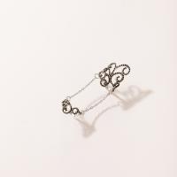 liga de zinco Anel de dedo de Link de cadeia dupla, joias de moda & com strass, vendido por PC