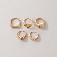 Zink Alloy Ring Set, finger ring, guldfärg pläterade, 5 stycken & mode smycken & emalj, gyllene, Säljs av Ställ