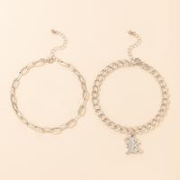Tibetan Style Anklet, silver color plated, 2 pieces & fashion jewelry, silver color, Sold By PC