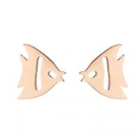 Stainless Steel Stud Earrings, Fish, plated, fashion jewelry & for woman & hollow, more colors for choice, nickel, lead & cadmium free, 6x8mm, Sold By Pair