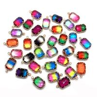 Crystal Pendants, with Brass, Rectangle, gold color plated, gradient color & faceted, more colors for choice, 11x18mm, Sold By PC