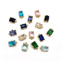Crystal Pendants, with Brass, Rectangle, gold color plated, faceted, more colors for choice, 6x10mm, Sold By PC