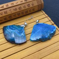 Agate Jewelry Pendants, Fan, faceted, blue, 39x57mm, Sold By PC