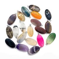 Agate Jewelry Pendants, Oval, more colors for choice, 15x33mm, Sold By PC