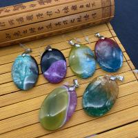 Agate Jewelry Pendants, Oval, more colors for choice, 29x43mm, Sold By PC