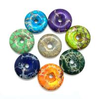 Natural Imperial Jasper Pendants, Impression Jasper, Donut, more colors for choice, 30mm, Hole:Approx 6mm, Sold By PC
