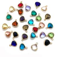 Crystal Pendants, with Brass, Triangle, gold color plated, faceted, more colors for choice, 10x13mm, Sold By PC