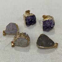 Amethyst Pendant, with Brass, irregular, gold color plated, purple, 22x32x13-22mm, Sold By PC