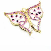 Rhinestone Brass Pendants, Butterfly, plated, enamel & with rhinestone, more colors for choice, nickel, lead & cadmium free, 24x21mm, Sold By PC