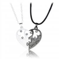 Zinc Alloy Puzzle Couple Necklace Heart plated 2 pieces & for couple & with rhinestone nickel lead & cadmium free Length Approx 21.6 Inch Sold By Set