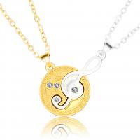 Tibetan Style Puzzle Couple Necklace, Music Note, plated, 2 pieces & for couple & with rhinestone, more colors for choice, nickel, lead & cadmium free, 22mm, 32mm, Length:Approx 21.6 Inch, Sold By Set
