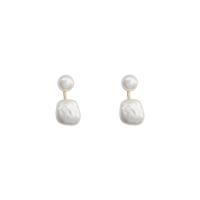 Zinc Alloy Stud Earring with Plastic Pearl Geometrical Pattern gold color plated Korean style & for woman Sold By Pair