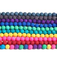 Natural Lava Beads Round Sold Per Approx 14.57 Inch Strand