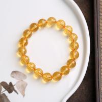 perles de citrine bracelet, Rond, unisexe & facettes, 10mm, Vendu par Environ 14-16 cm brin