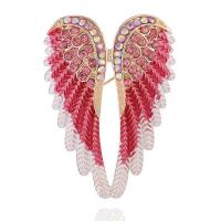 Zinc Alloy Brooches Wing Shape Plating champagne gold Unisex & with rhinestone nickel lead & cadmium free Sold By PC