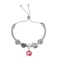 European Bracelet 316 Stainless Steel With Pendant & for woman silver color Length 7.5 Inch Sold By PC