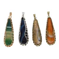 Agate Jewelry Pendants, Brass, with Agate, Teardrop, more colors for choice, 72x24x14mm, Sold By PC