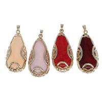 Gemstone Pendants Jewelry, Brass, with Gemstone, more colors for choice, 71x36x12mm, Sold By PC