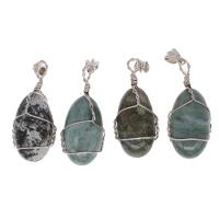 Gemstone Pendants Jewelry, Brass, with Gemstone, more colors for choice, 64x26x22mm, Sold By PC