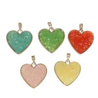 Resin Pendant, Brass, with Resin, Heart, more colors for choice, 32x32x11mm, Sold By PC