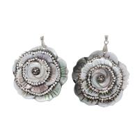 Shell Pendants, Brass, with Rhinestone Clay Pave & Shell, Flower, mixed colors, 47x47x12mm, Sold By PC