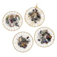 Bijoux pendentifs en laiton, avec résine & perle de plastique, Rond, couleurs mélangées, 50x50x11mm, Vendu par PC