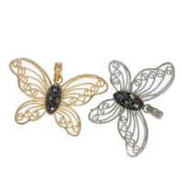 Rhinestone Brass Pendants with Rhinestone Clay Pave Butterfly Sold By PC