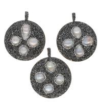 Plastic Pendants Brass with Rhinestone Clay Pave & Plastic Pearl Round mixed colors Sold By PC