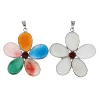Agate Jewelry Pendants, Brass, with Agate, Flower, more colors for choice, 60x56x6mm, Sold By PC