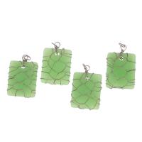 Crystal Pendants Brass with Crystal Square green Sold By PC