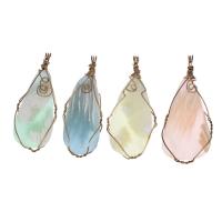 Gemstone Pendants Jewelry, Brass, with Gemstone, more colors for choice, 70x26x10mm, Sold By PC