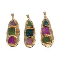 Resin Pendant Brass with Resin imitation natural quartz mixed colors Sold By PC