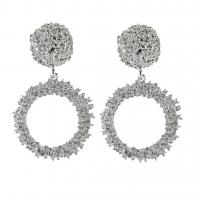 Zinc Alloy Drop Earrings plated fashion jewelry & for woman 67mm Sold By Pair