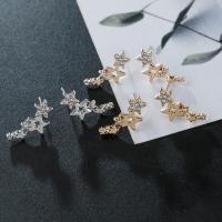 Zinc Alloy Stud Earring Star plated fashion jewelry & for woman & with rhinestone Sold By Pair