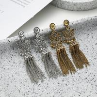 Fashion Fringe Earrings, Tibetan Style, plated, fashion jewelry & for woman, more colors for choice, 80x2mm, Sold By Pair