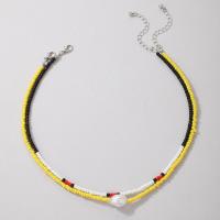 Glasperlen -Halsketten-, Seedbead, mit Kunststoff Perlen & Zinklegierung, Modeschmuck, gemischte Farben, verkauft von setzen