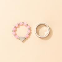 Zinklegering Ring Set, Zinc Alloy, vinger ring, met Seedbead, 2 stuks & mode sieraden & glazuur, Verkocht door Stel