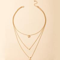 Multi Layer Necklace Zinc Alloy gold color plated three layers & fashion jewelry golden Sold By PC