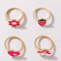 Cink Alloy Ring Set, Cink ötvözet, finger ring, arany színű aranyozott, 4 darab & divat ékszerek & zománc, aranysárga, Által értékesített Set