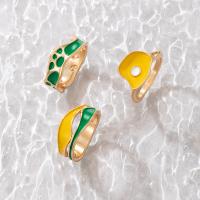 Cink Alloy Ring Set, Cink ötvözet, finger ring, arany színű aranyozott, három darab & divat ékszerek & zománc, aranysárga, Által értékesített Set