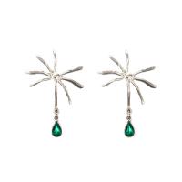 Zinc Alloy Drop Earrings silver color plated fashion jewelry & with rhinestone silver color Sold By Pair