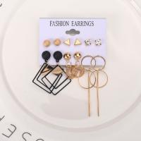 Zinc Alloy Earring Set earring gold color plated 6 pieces & with rhinestone golden nickel lead & cadmium free Sold By Set