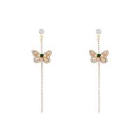 Zinc Alloy Drop Earrings high quality plated fashion jewelry & butterfly design & micro pave cubic zirconia & for woman nickel lead & cadmium free Sold By Pair